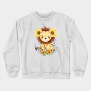 Cute king and sunflowers Crewneck Sweatshirt